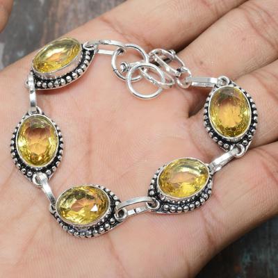 Meraviglioso braccialetto fatto a mano in argento sterling 925 con pietra preziosa citrino per lei