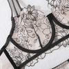 Sexy Sheer Lingerie Set for Women Floral Embroidery Multi-strap Bra Set Adjustable Split Lingerie Set