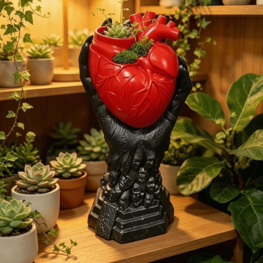 Gothic Style Resin Vase Heart-shaped Flower Pot Heart-shaped Vase Halloween Gift