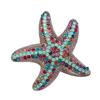 Korean Marine Life Brooch: Starfish & Shell Pin with Metal, Diamond, & Pearl Accents