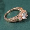 Elegant Inlaid Shiny Synthetic Zirconia Golden Plated Classic Wedding Ring for Women Fashion Vintage Banquet Jewelry Accessories