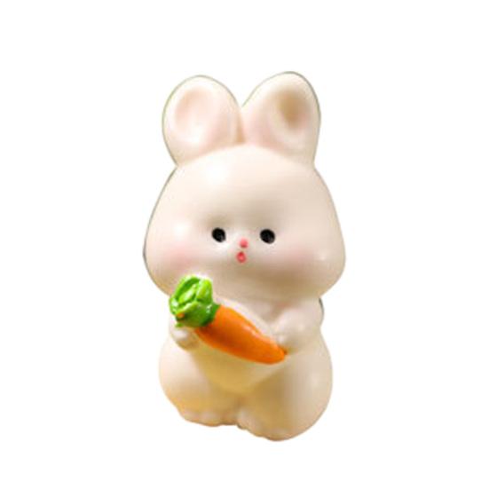 Mini Rabbit Figurine Easter Resin Bunny Miniature Figures Tiny Animal Fairy Garden Ornament for Micro Landscapes Potted Plants Dollhouse Cake