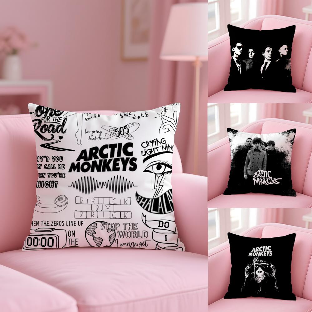 Cushion Cover Plush Fabric Soft Double-Sided Printed Sofa Warm Winter Home Gift Pillow Cover A-Arctic M-Music Monkeys