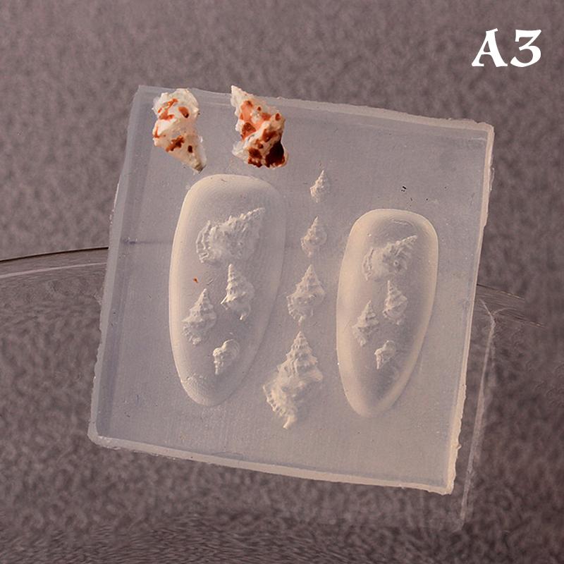 Silikonová forma na modelování nehtů Oceánský styl Mušle Hlemýžď Hvězdice 3D razítkovací destička Šablony na nehty DIY UV gel Manikúrní nástroje Nail Art