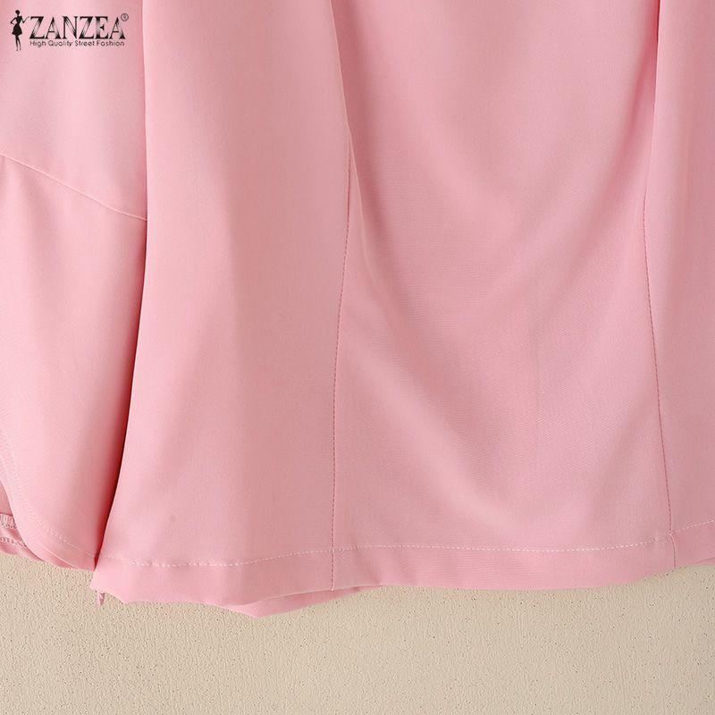 ZANZEA Women Square Collar Summer Casual 3/4 Sleeve Elegant Blouse