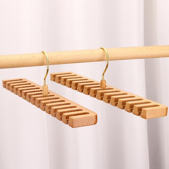 360-Degree Rotatable Belt Hanger Large Capacity Multipurpose Wooden Tie Hanger Belt Organizer Rack with 12 Slots