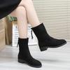 Autumn Winter 2024 New Shoes Women Thick-Soled Casual Plus Size 43 Black Suede Short Boots Fashion Women Boots