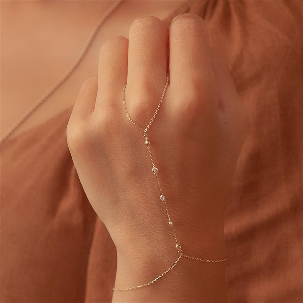 Yori Waterproof 18K Gold Plated Geometric Stainless Steel Finger Bracelet for Women High Quality Korean Dainty Jewelry Gift