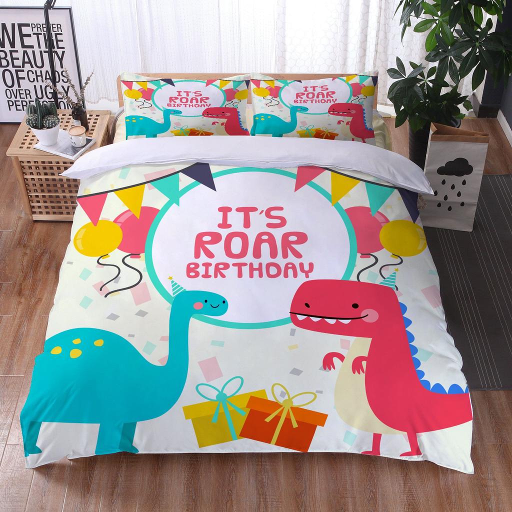 Soft Dinosaur Duvet Cover Boys Cartoon Bedding Set Twin/Queen/Full/King for Girls Microfiber Dino Comforter Cover Home Textile