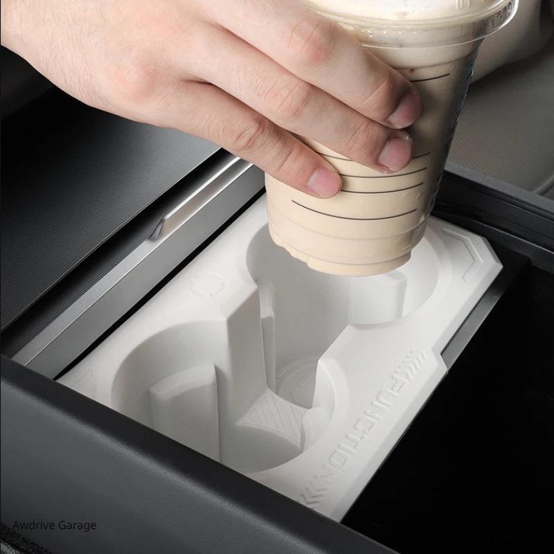 Rear Seat Water Cup Support Central Control Cup Holder for Tesla Model Y LAUNCH 2025/Model 3+ Highland Limiter Drink Coaster Pad