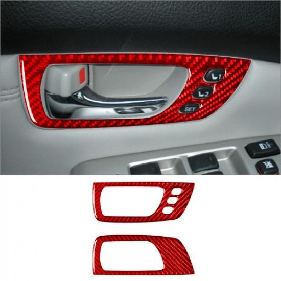 Red Carbon Fiber Interior Front Door Handle Cover Trim For Lexus RX330 RX350