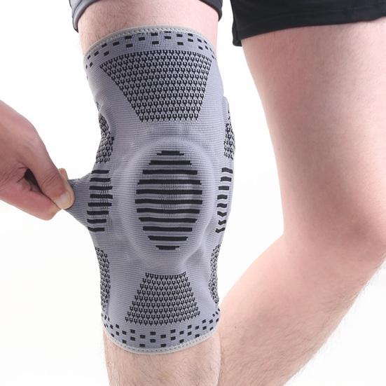 Gestrickte Kniekompressionsbandage mit seitlichen Stabilisatoren Patella-Polster Damen Herren Meniskusriss Verletzung Regeneration Gelenkschmerzen Laufen Sport Kniebandage