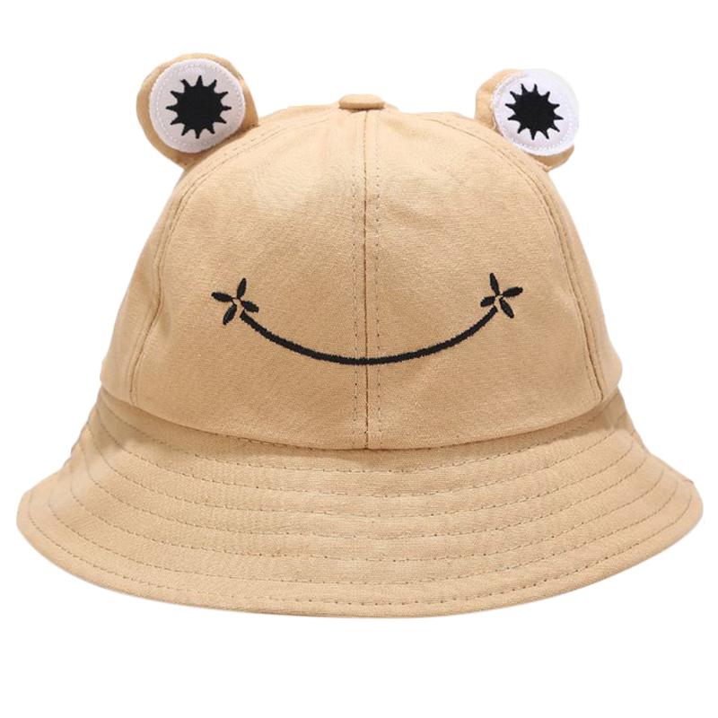 Chapéu de balde de sapo de desenho animado infantil, aba larga, proteção  solar, boné de pescador ajustável