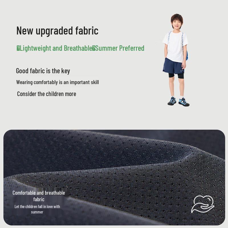 EBAER Kids' Summer Quick-Dry Faux Two-Piece Breathable Sports Shorts