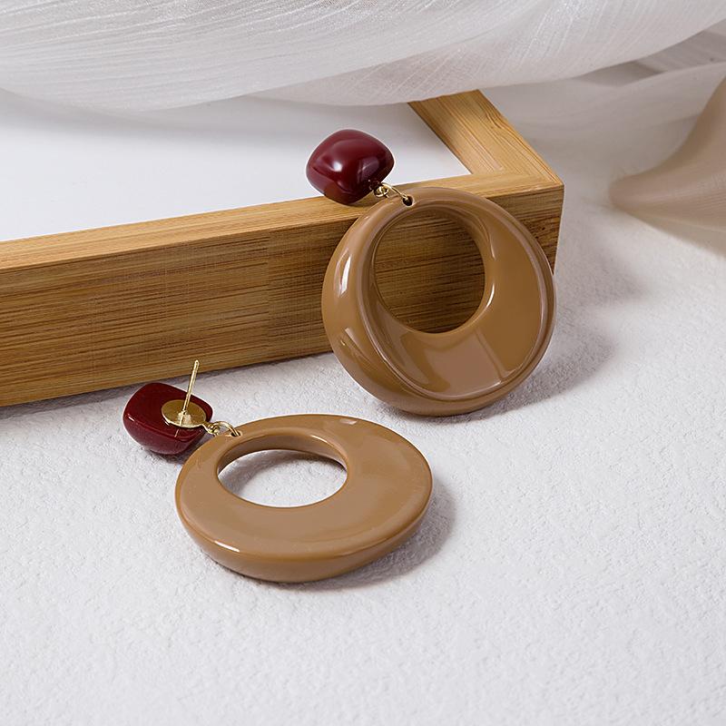 Acryl Geometrische Vintage Ohrringe Runde Vertiefung Unregelmäßiger Kreis Reife Mädchen Steckerohrringe Schmuck
