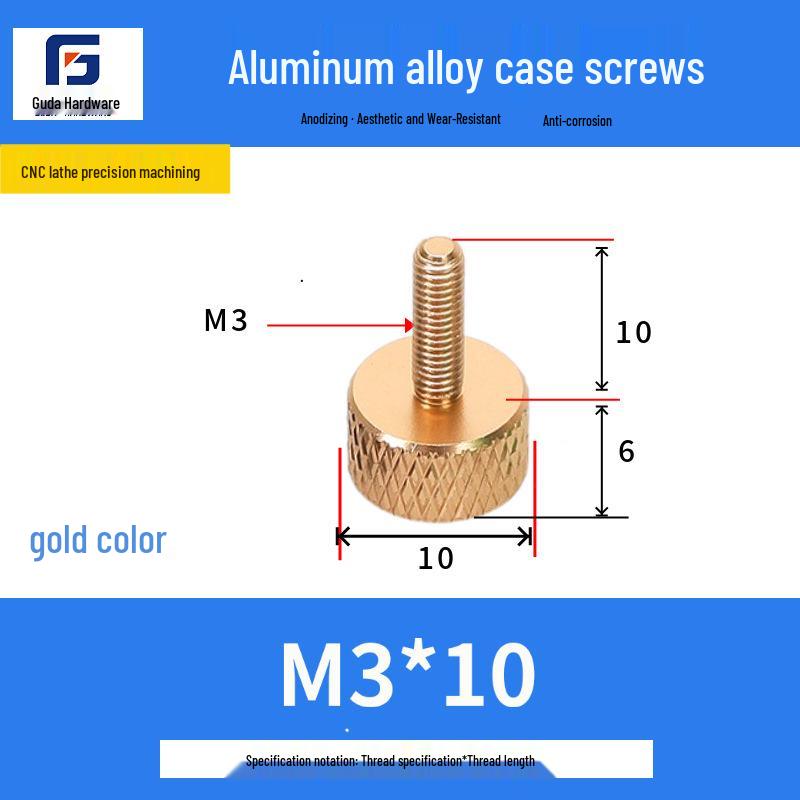 Knurled Aluminum Alloy Hand-Tightening Knob - M3M4M5M6M8 Sizes.