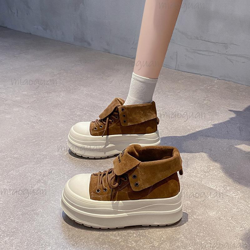 Fashion Women's Platform Sneakers Casual Outdoor Versatile Sneakers Flip Design High Top Boots Fashion Lace Up Shoes for Women Footwear