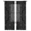 Black Poker Flowers Tulle Curtains Elegant Sheer Drapes for Bedroom Living Room Kitchen Decor