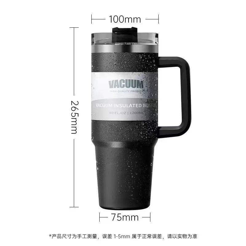 40oz 304 Paslanmaz Çelik Yalıtımlı Su Şişesi, Termal Kahve Araba Kupası, Soğuk Sıcak Kupalar Saplı Vakumlu Matara Pipet, Spor İçin