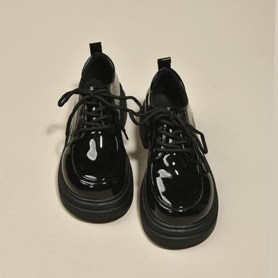 Platform Small Leather Shoes Women'S British College Style Versatile Retro Lace-Up Glossy Loafers Single Shoes