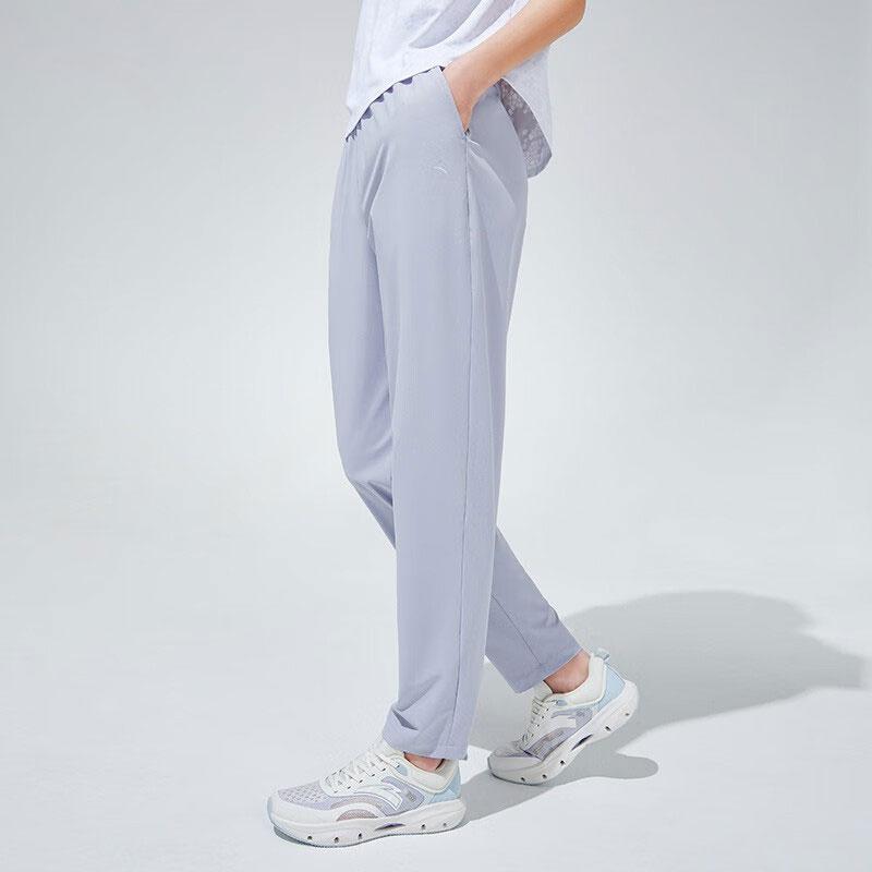 Anta Solid Color Mid Waist Straight Leg Nine Point Sports Pants Women Pants Rock-Gray 962327505-4