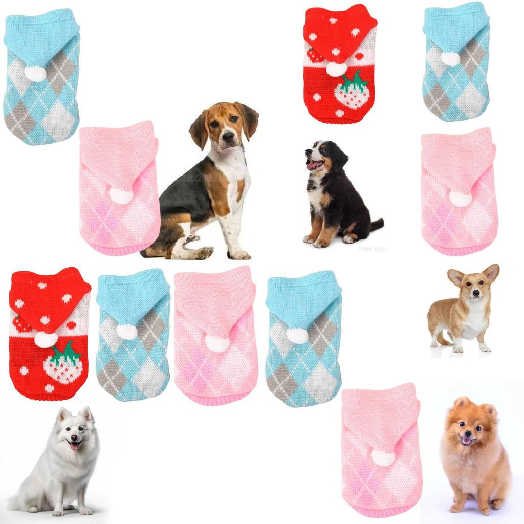 Cozy Winter Pet Sweater With Hood Knitted Dog And Cat Clothes Available Now