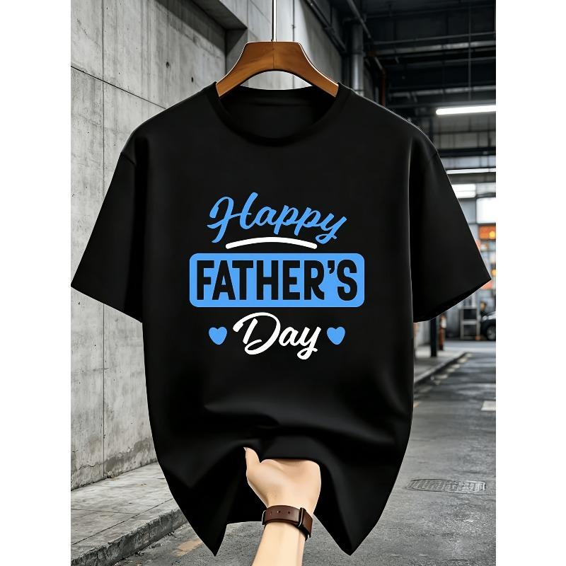 

European sizes Happy Fathers Day Regular Fit TeeCrew Neck Short Sleeve Daily Great Gif Same Style for Men Summer Short-sleeved Printed T-shirt 4XL чорний