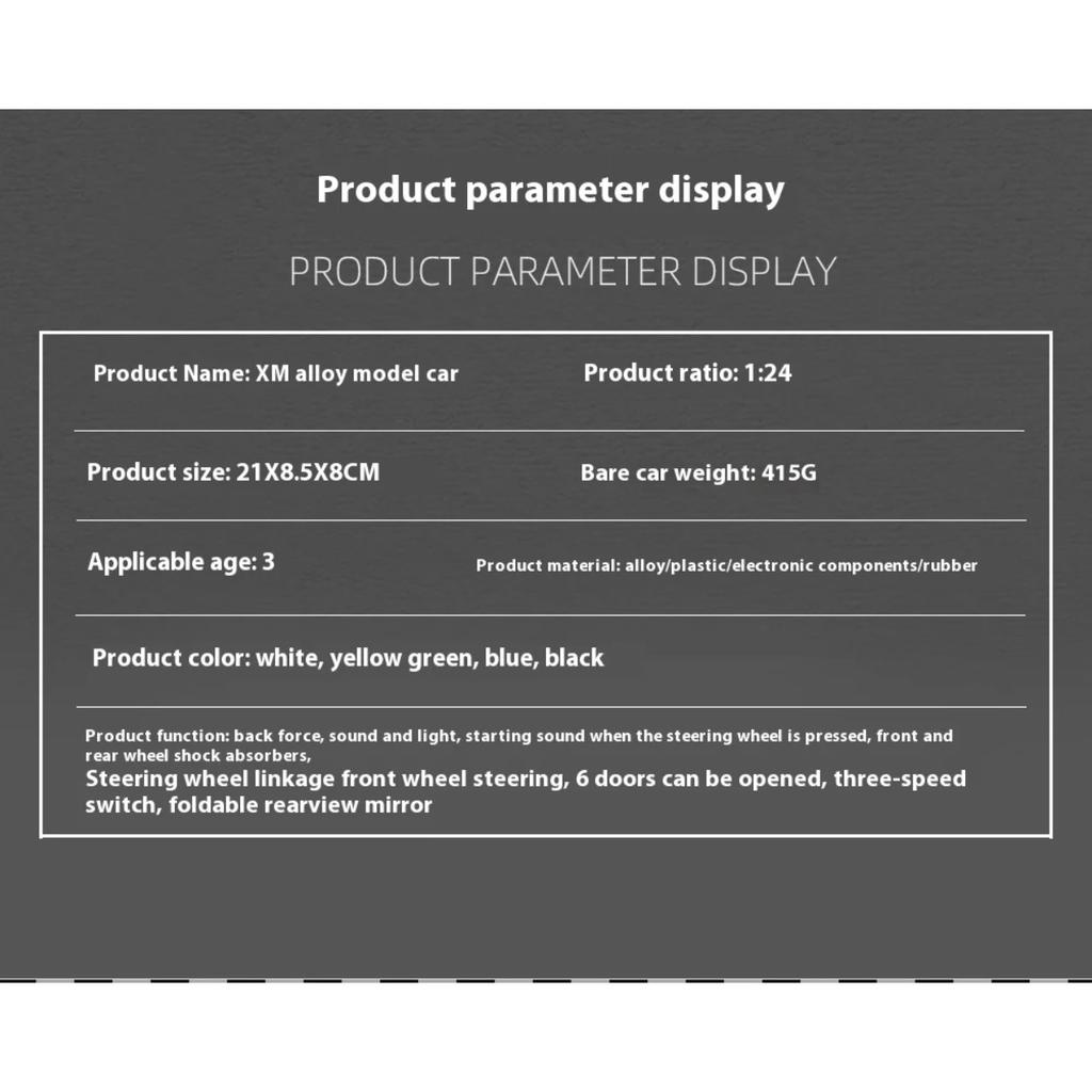 1/24 BMW THE XM Alloy Car Model Toy Metal Die Cast Off-Road Vehicle Sound Light Pullback Function SUV Car Boy Gift
