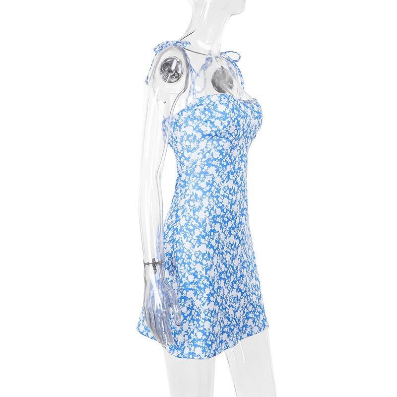 Fall Fashion Style Elegant Slim Halter Strap Floral Print Dress