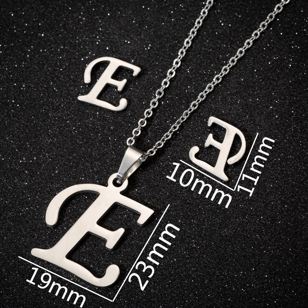 English Letter Necklace & Earring Set: Fashionable Jewelry for Women