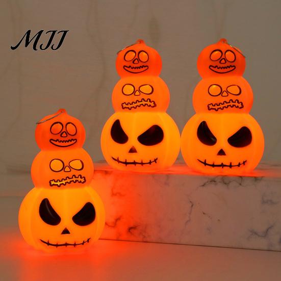 Light-Up Pumpkin Ornament Halloween Stacking Light, LED Light-up Decoration for Lantern Party, Glowing Hanging with Metal Ring Portable Light