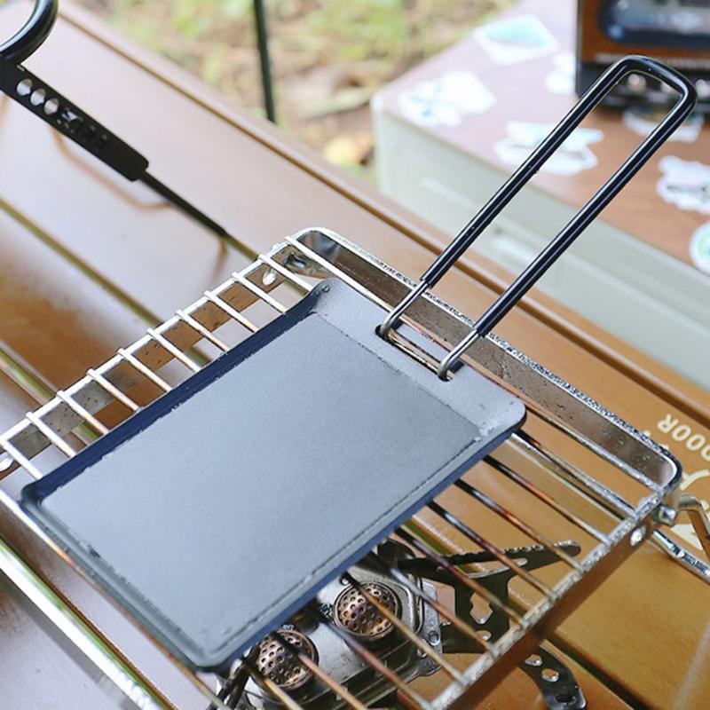 Small Grill Pans Barbecue Griddle Frying Pans Outdoor Picnic Grill Plate Rectangle Small Baking Pans Cooking Utensils