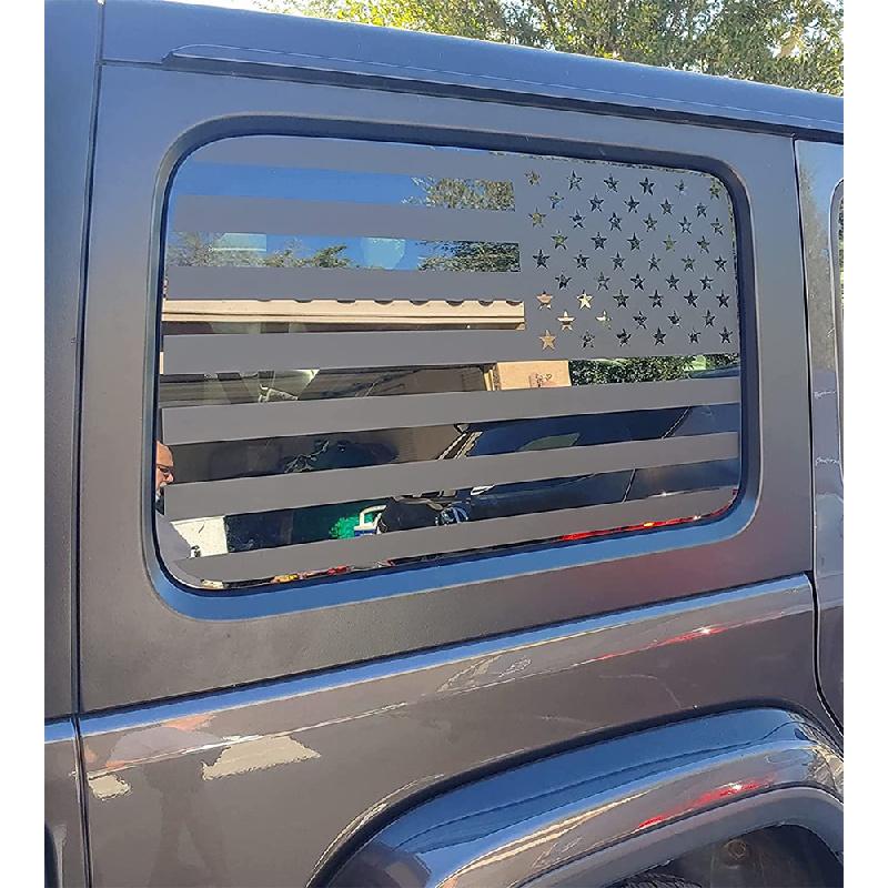 Matowa Czarna Naklejka na Tylną Szybę z Flagą Amerykańską Dla Wranglera Jl 4-Drzwiowego 2018-2022