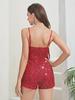 European & American Sexy Sequin Deep V Tassel Jumpsuit: Retro Party Slim Fit