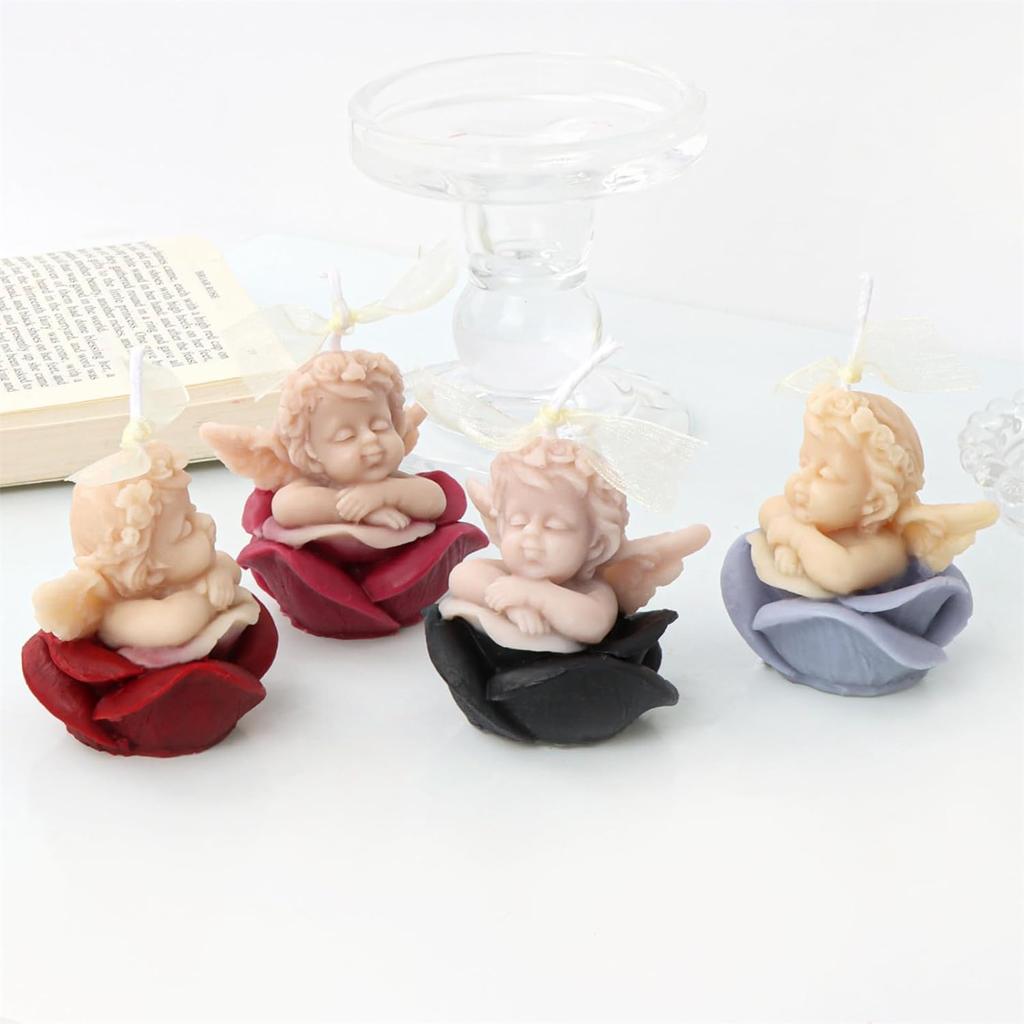3D Rose Flower Angel Candle Mold Silicone Gift Making Kit Diy  Soap Handmade Gypsum Scented Soap Mould