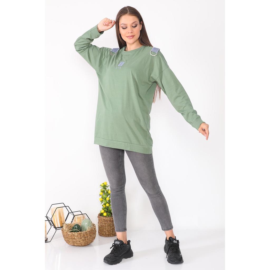 Bag Detailed Loose Design White Color Tunic