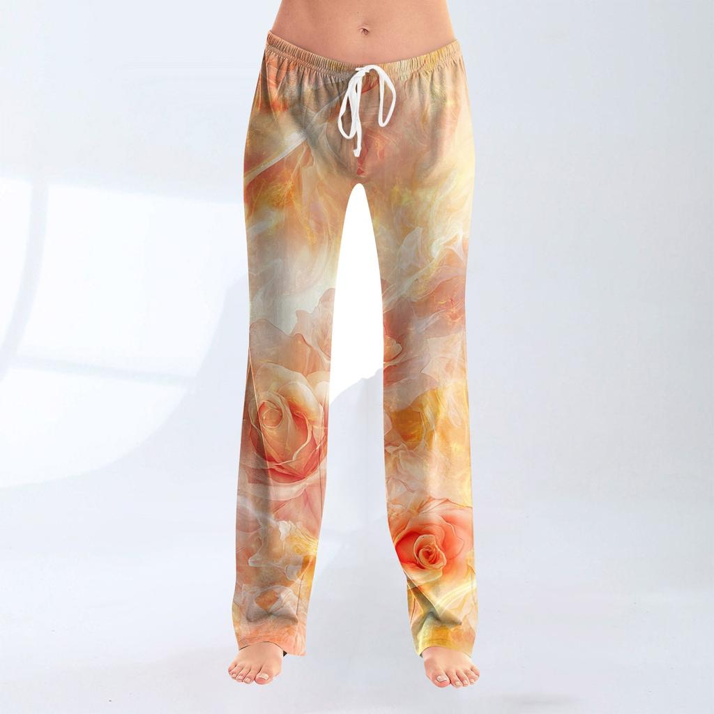 Women's Fashion Loose Casual Bow Printed Casual Pants