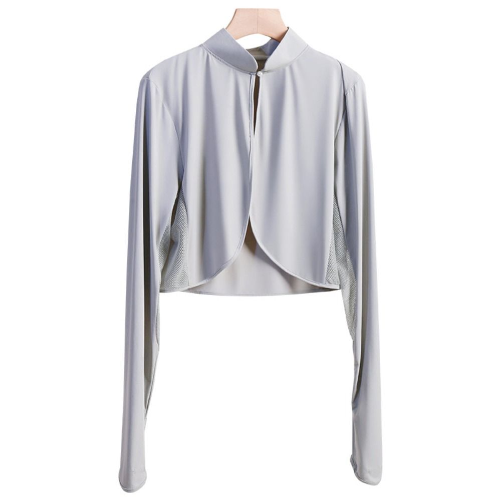 Long Sleeve Sun Protection Clothing Ice Silk Thin Crop Top Sunshade Cloak  Sun Protection