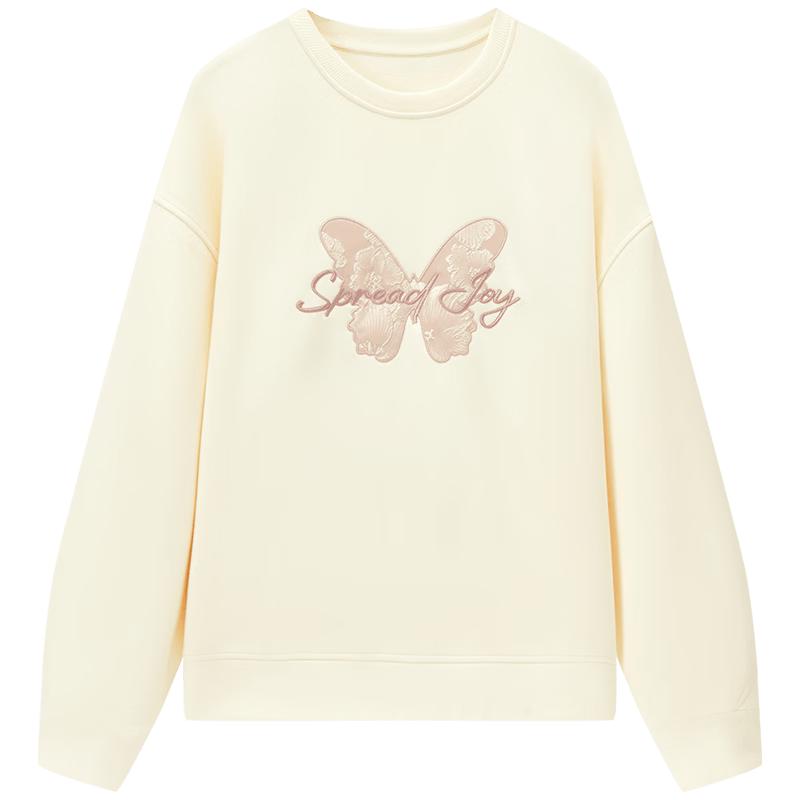 Aijutu Women s Butterfly Embroidered Drop-Shoulder Sweatshirt S