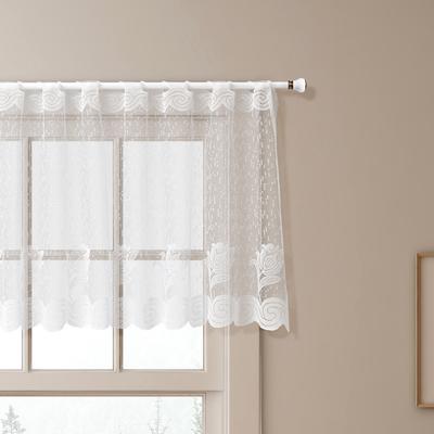 1pc Modern White Wave Pattern Short Curtains for Kitchen and Bathroom Windows