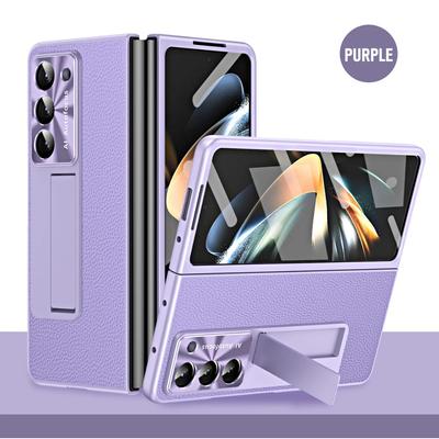 Husă de telefon din piele PU de lux, galvanizată, dur pentru computer pentru Samsung Galaxy Z Fold 6 5 4 3 Husă cu protector de ecran