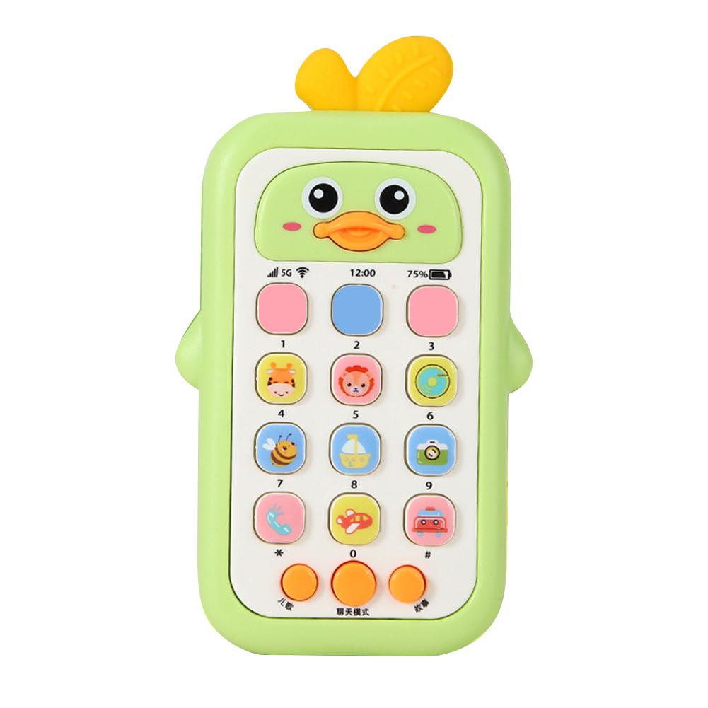 

Креативный мультяшный утенок, имитация музыкального телефона, игрушки, китайско-английские игрушки для сна с прорезывателем, мобильные телефоны, подарки для обучения малышей зелёный