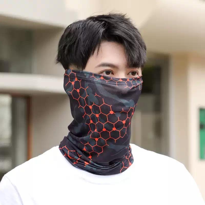 Outdoor Sun Protection Ice Silk Scarf for Men, Summer Neck Protection, Face Covering, Thin Breathable Cycling Bicycle Face Scarf