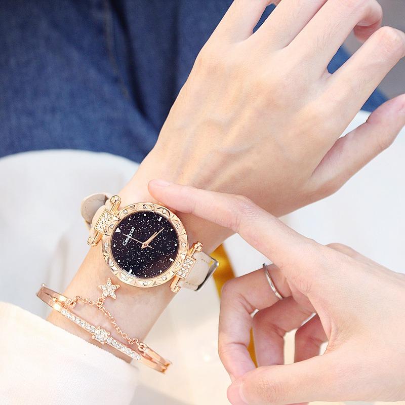 Starry Sky Watch Women's Fashion Trend Simple Casual Women's Watch Student Two-piece Gift Watch