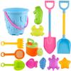 Beach Toy Set with Bucket Shovels Rake Watering Can Sand Sifter and Animal Molds for Outdoor Sand Play Activities Kids Water Games