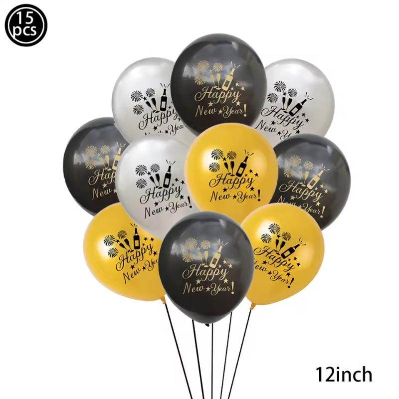 2026 New Year Party Balloons, Black Gold Themed Decoration Supplies, Ideal for Happy New Year Eve & Festive Events