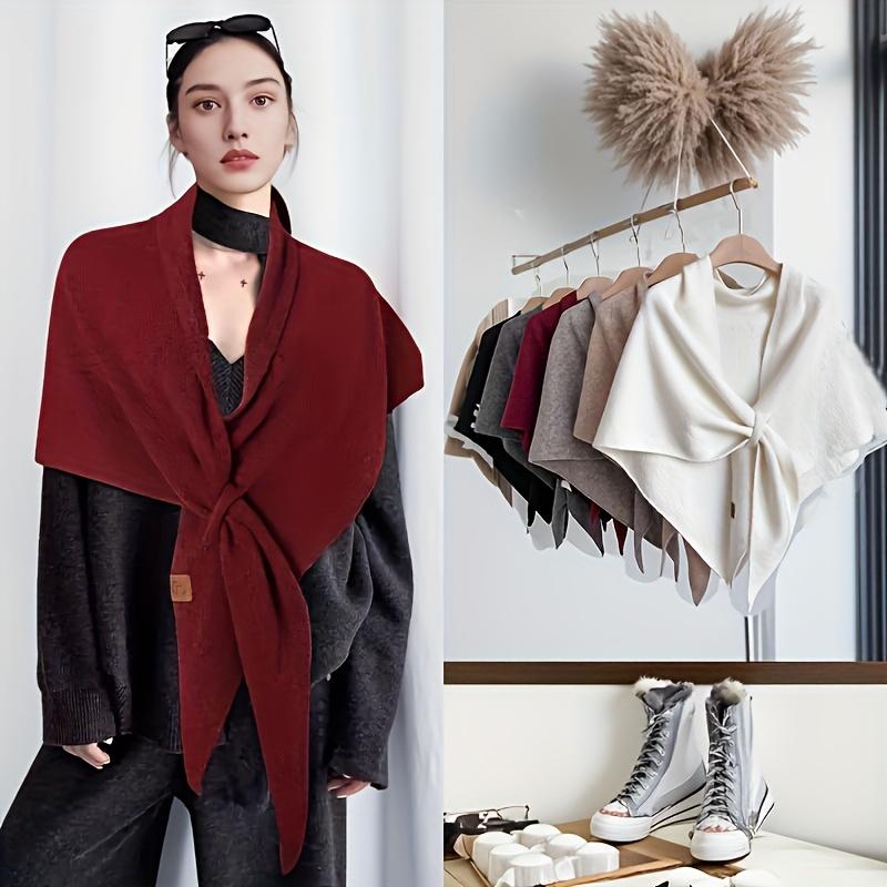 Damen Übergroßer Koreanisch Inspirierter Dreiecksschal & Cape - Elegant Einfarbig Winterliche Wärme, Weiche Wärme für Büro, Party