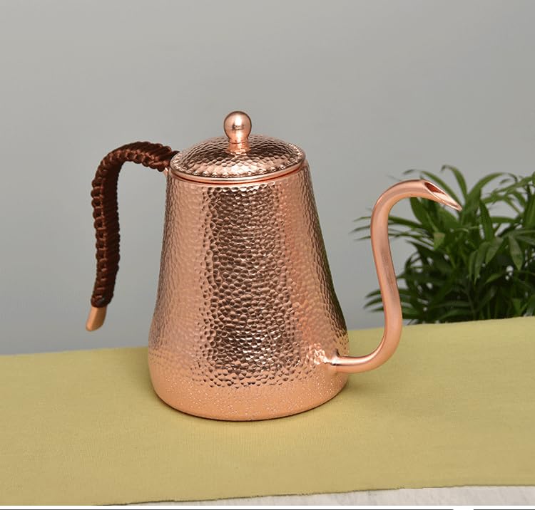 Handmade Pure Copper Drip Pot - Narrow-Mouth Pure Copper Coffee Pot for Drip Coffee (900ml500ml) (500ml)