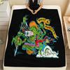 1PC Rat Fink Print Flannel Blanket, High Quality All Seasons, Home Decor, Warmth and Comfort, Perfect for Christmas Gifts
