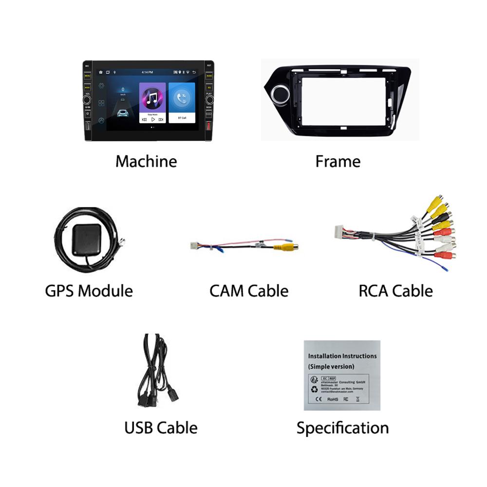 8 Inch 2Din Android WiFi Car Radio Multimedia Player GPS Navigation for KIA RIO 3 2011-2016 With Button Knob Stereo 1+32GB